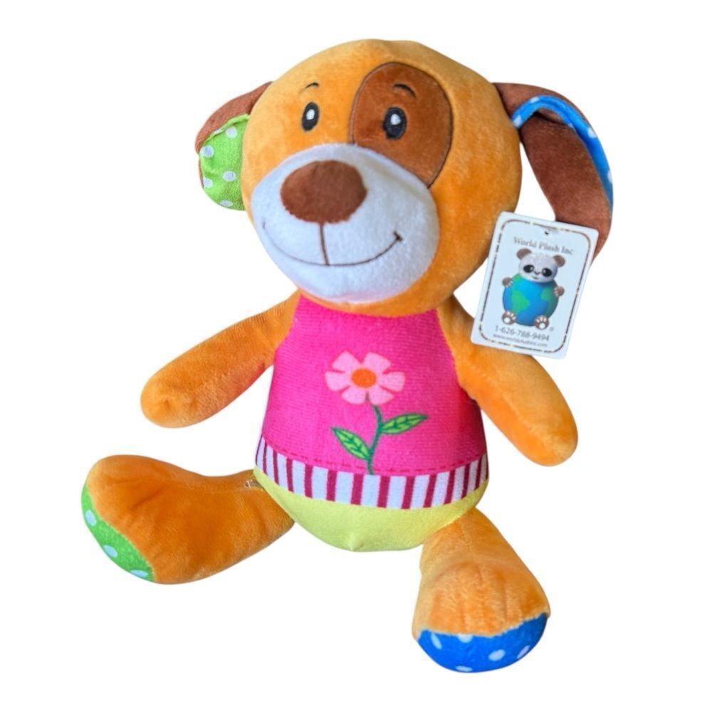 NWT World Plush Inc. Multi-pattern Puppy Dog Polish Toy Multicolor